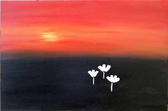 Flowers at Sunset, painting by Nandita Sharma