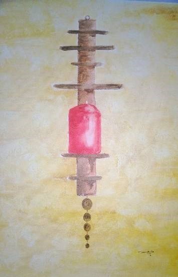 The red candle stand, painting by Nandita Sharma