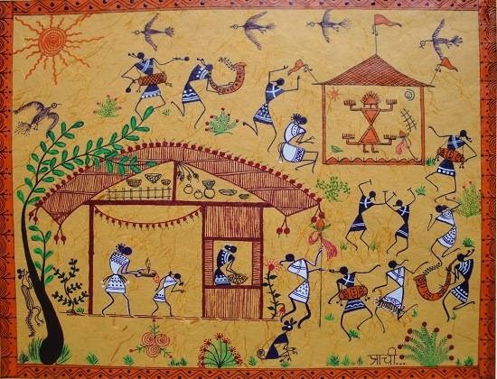 Celebration of Gudhi, painting by Prachi Gorwadkar