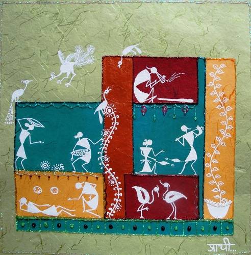 Free Hand Warli-I, Painting by Emerging Artist Prachi Gorwadkar