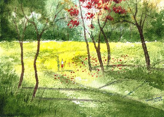 Golden Lawn, painting by Ramessh Barpande