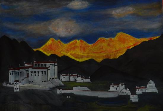 
Ladakh monestry, painting by Ranjana Kashyap