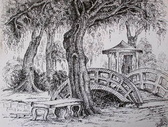 The Lily Pool, painting by Indranil Mukherjee