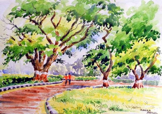 Treeway-Plein Air, painting by Sanika Dhanorkar