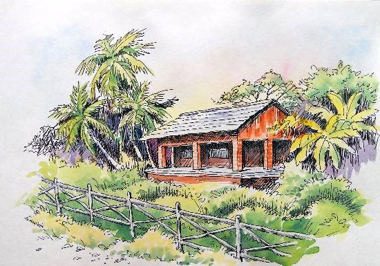 Country Cottage, painting by Sanika Dhanorkar