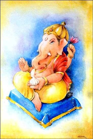 Ganapati 1, painting by Sanika Dhanorkar