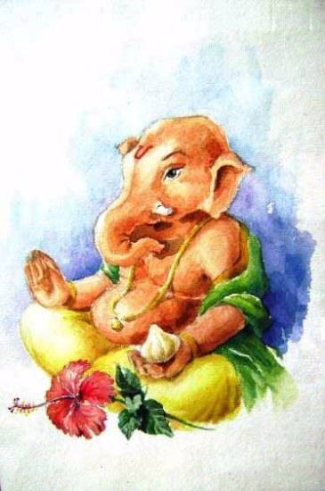 Ganapati 2, painting by Sanika Dhanorkar