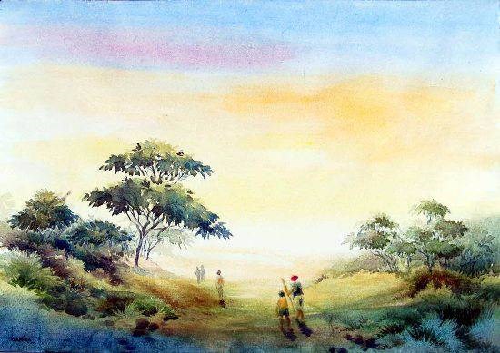 Out at Dawn, painting by Sanika Dhanorkar