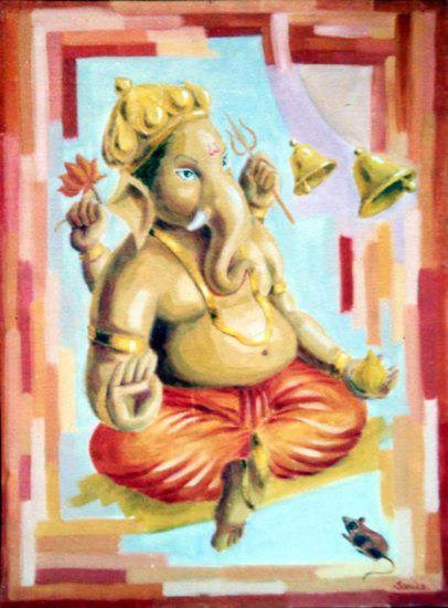 Ganapati 3, painting by Sanika Dhanorkar