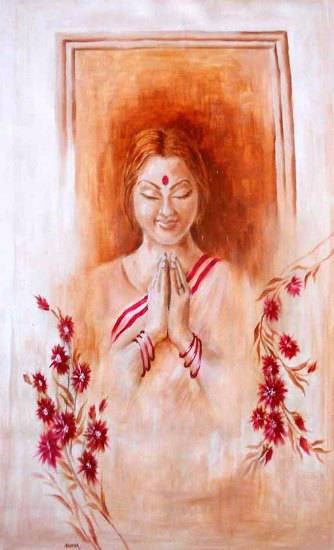Namaste, painting by Sanika Dhanorkar