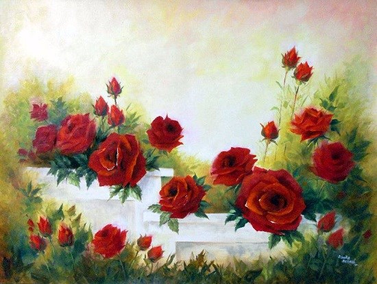 Red Roses - 2, painting by Sanika Dhanorkar