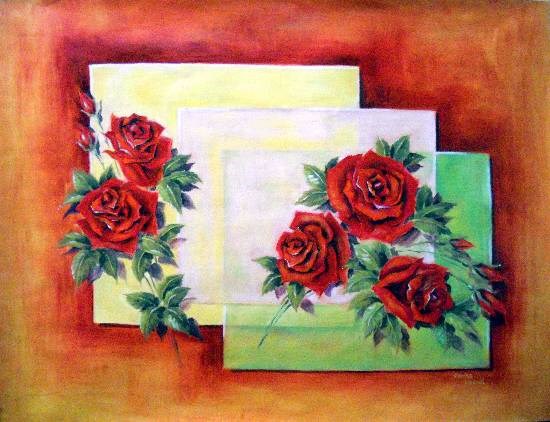 Red Roses - 1, painting by Sanika Dhanorkar
