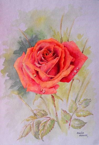 Red Rose - 3, painting by Sanika Dhanorkar