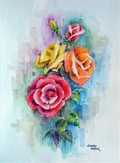 Roses, painting by Sanika Dhanorkar
