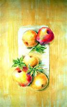 Painting by Sanika Dhanorkar - Apples on the Table Mat
