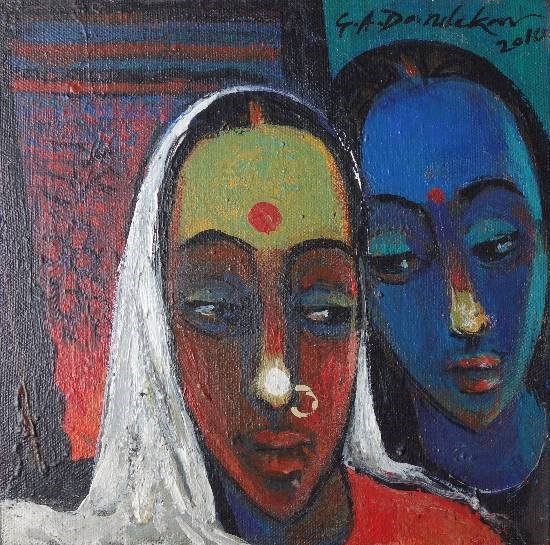 Mother Daughter, painting by G A Dandekar