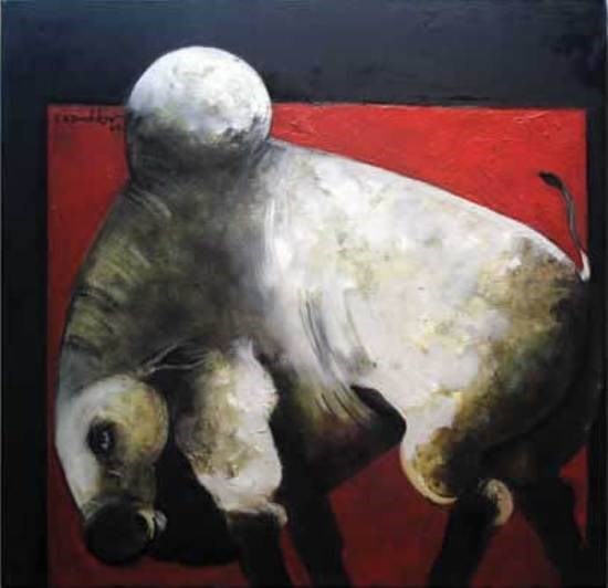 Lonely Bull, painting by G A Dandekar