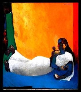 Mother & Child, painting by G A Dandekar