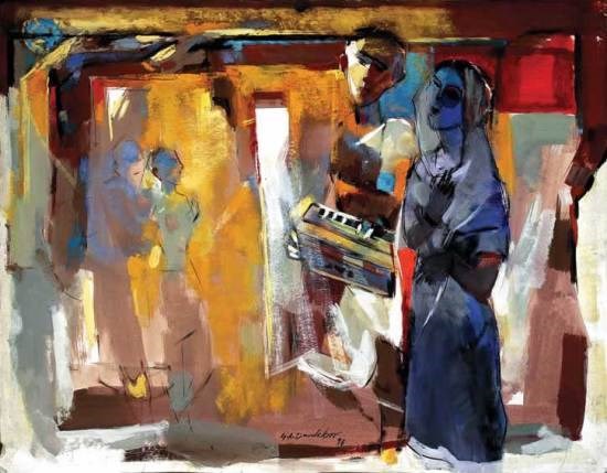 Street Singer, painting by G A Dandekar