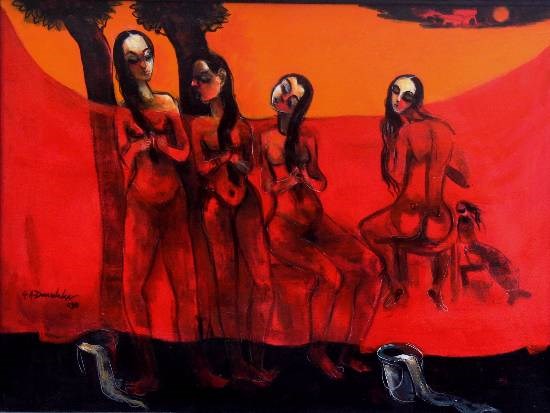 Bathers, painting by G A Dandekar