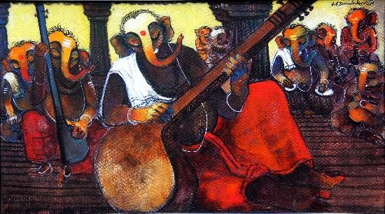 Mehefil of Ganesha, painting by G A Dandekar