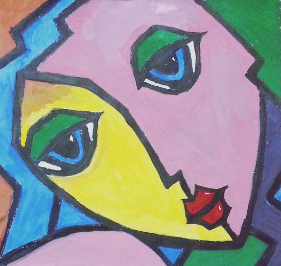 painting by Amrita Kaur Khalsa - Abstract Face