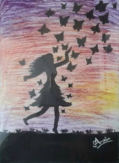 Free Girl (Letting go will set you free), painting by Amrita Kaur Khalsa