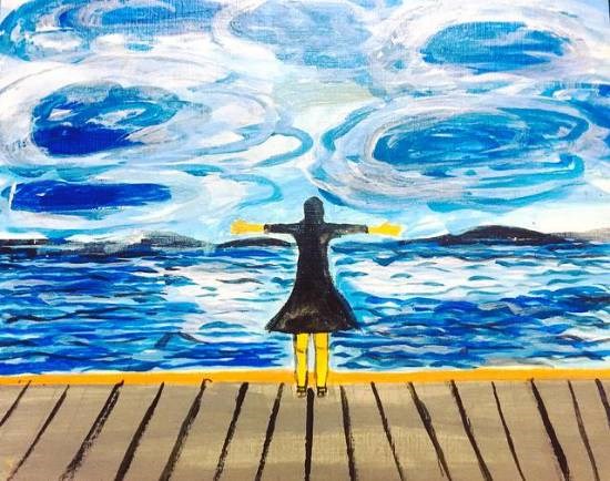 Girl with dreams & limitless hopes, painting by Amrita Kaur Khalsa