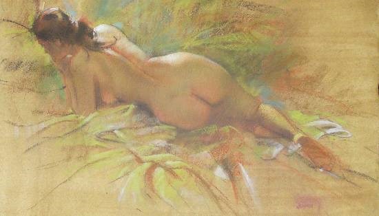 Nude Figure (Slender Figure), painting by John Fernandes