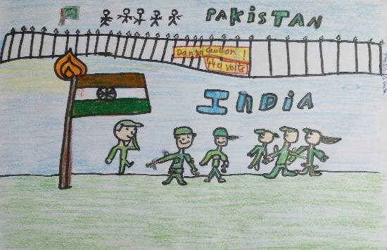 India vs Pakistan, painting by Param Aanup Shorewala