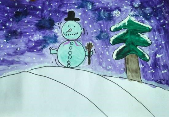 Snowman, painting by Param Aanup Shorewala