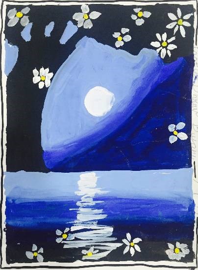 Moon light, painting by Paarth Biyani