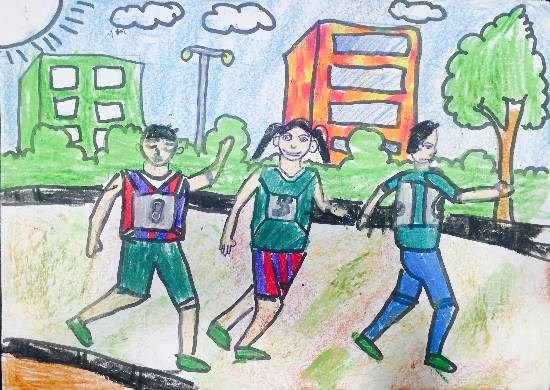 Sports Day, painting by Paarth Biyani