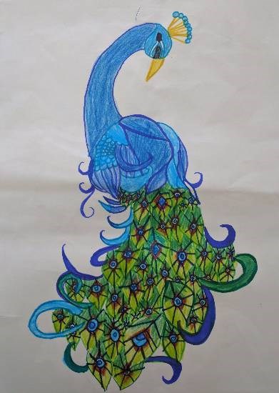 Dancing Peacock, painting by Sharanya Das
