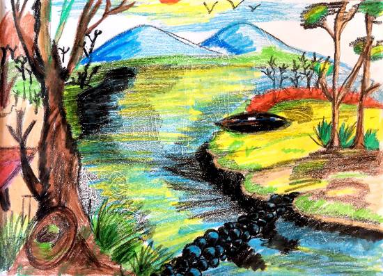 Stunning Landscape Scenery Drawing of a Butterfly | GenerateArt