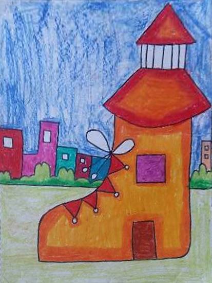 Shoe house, painting by Ruhaan Hasmukh Jain