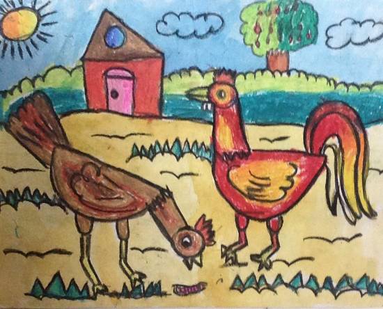 Painting by Utkkarsh Darshan Mehta - Rooster