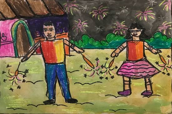 Diwali, painting by Utkkarsh Darshan Mehta