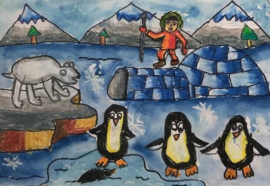 Snow lamd, painting by Utkkarsh Darshan Mehta