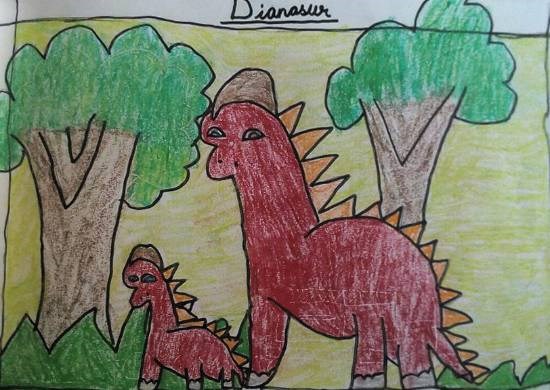 Dinosaur, painting by Kanishka Kiran Tambe