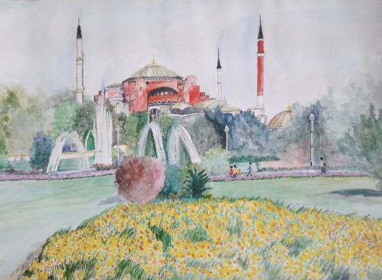 painting by Mangal Gogte - Aya Sofia, Istanbul, Turkey