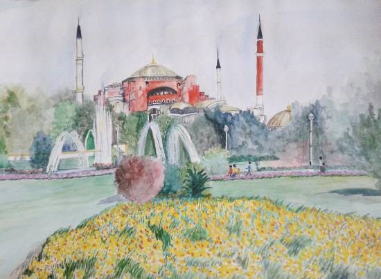 Aya Sofia, Istanbul, Turkey, painting by Mangal Gogte