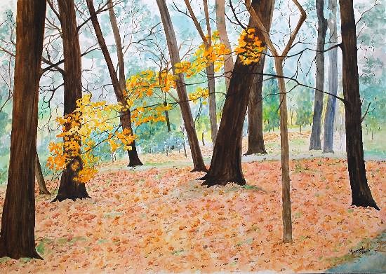 A streak of brightness, Near Wilanow palace, Warsaw, Poland, painting by Mangal Gogte