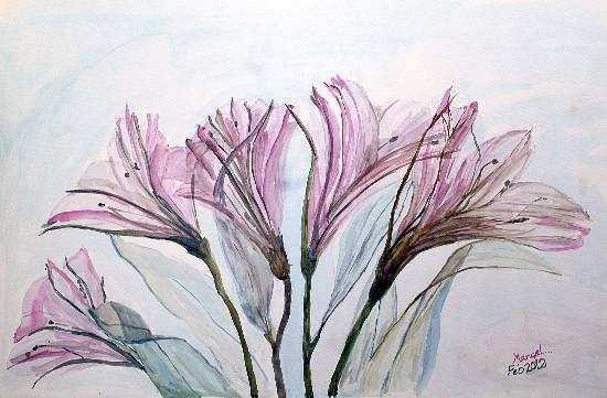 The bouquet, painting by Mangal Gogte