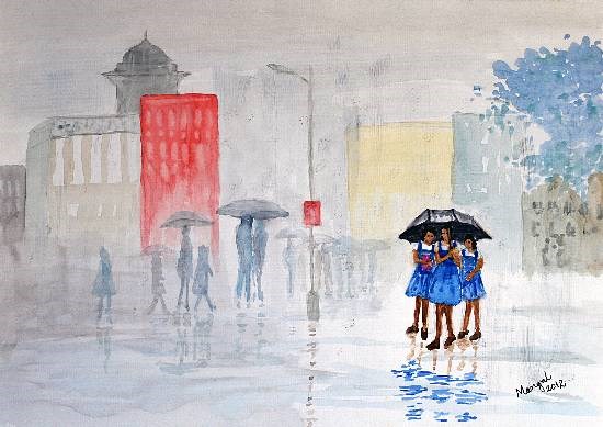 Friends, Mumbai, painting by Mangal Gogte