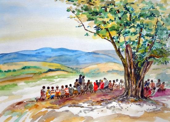 In the Shadow, Konkan, painting by Mangal Gogte