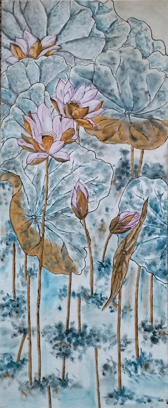 Lotus, painting by Mangal Gogte