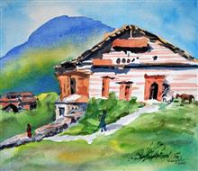 Painting by Mangal Gogte - By the hills, Himachal Pradesh