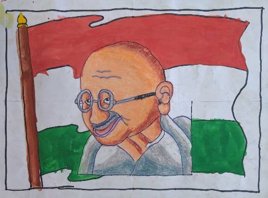 Gandhiji Theme Drawing Easy Step by Step For KidsBeginners