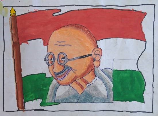 Gandhiji, painting by Naavya Vishal Jariwala
